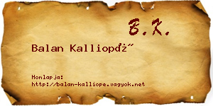 Balan Kalliopé névjegykártya